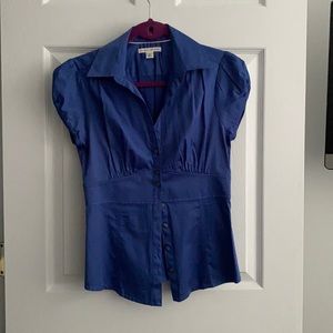 Blue button up shirt, cute work shirt, light fabric and soft